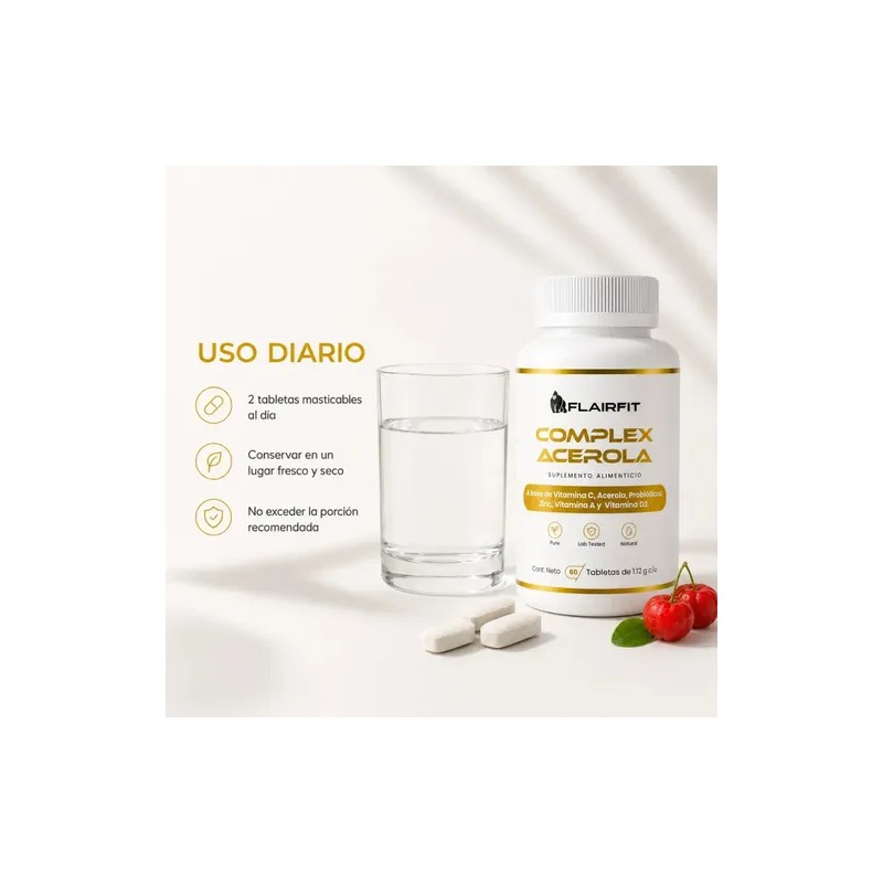Flairfit® Complex Acerola 60 tabletas masticables | Suplemento alimenticio |