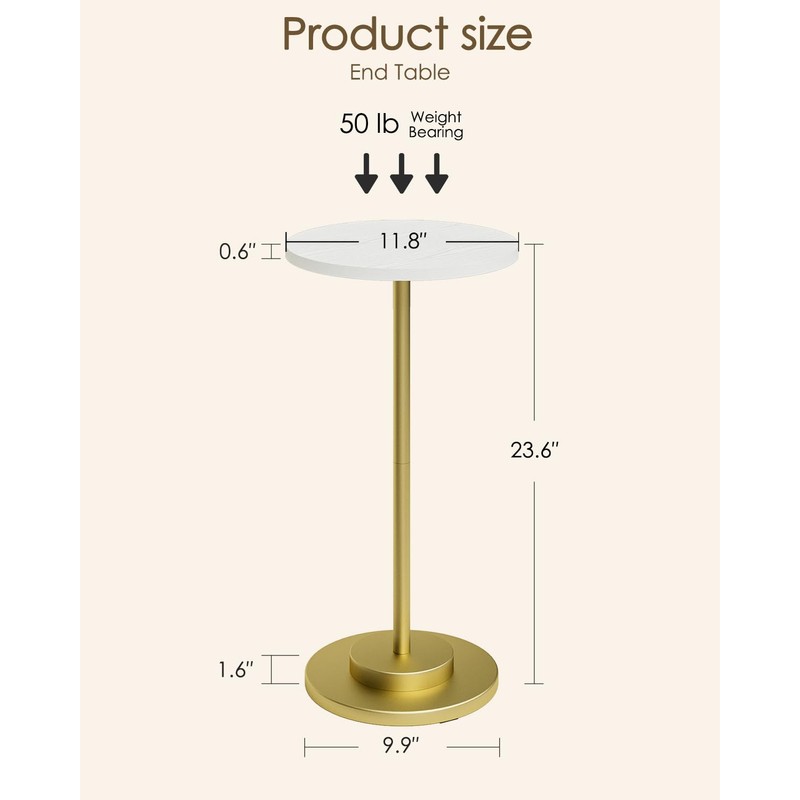 Masupu Drink Table, Round Side Table for Small Spaces, Pedestal