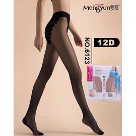 a500 Mengyun 6123 Plus Size Ultra-Thin Silk Velvet Bikini-Cut Stockings with Butterfly Motif Size/No. 10 Black 10ea