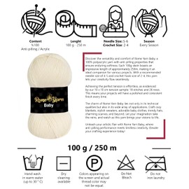 Baby Wool (#3 DK) Light Worsted Yarn Baby Yarn, Knitting Yarn Baby Best Plain Baby Wool, Anti-Pilling Knitting Wool, Crochet Wool, Acrylic Yarn for Knitting and Crocheting (3 Balls, 25 Cream)