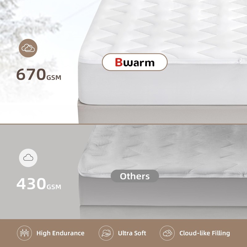 Bwarm Premium Multi-Zone Electric Heated Mattress Pad King Size, 78"