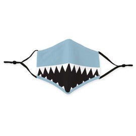 WEDDINGSTAR 3-Ply Kid's Washable Cloth Face Mask Reusable and Adjustable with Filter Pocket - Shark Tooth