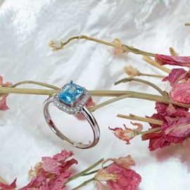 Tuscany Silver Women's Sterling Silver Rhodium Plated Blue And White CZ Ring #K