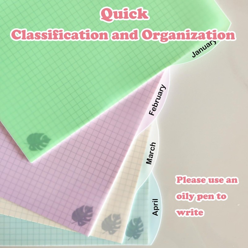 DY.2ten 4 Sets A5 Translucent Binder Dividers Index Page Tab