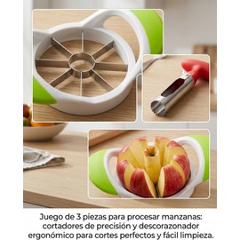3 Piezas Descorazonador De Manzanas, Cortador De Manzana Para Cocina Doméstica, Herramienta De Preparación De Frutas, Acero Inoxidable y Material Pp, Ideal Para Familias y Chefs Caseros