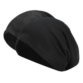 PATIKIL Cooling Skull Cap, 2 Pack Helmet Liner Sweat Wicking Cap Stretchy Breathable Cycling Running Hat Sports Caps for Men Women, Black/Camo Black