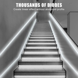 Tatazone 32.8ft 6500K White COB Led Strip Light with RF Remote, Dimmable Ultra Bright Daylight White COB Light Strip, Indoor Led Lights for Kitchen, Bedroom, Cabinet, 2 Rolls of 16.4ft