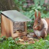 Relaxdays Squirrel Feeder, Wooden Feeding House - Weatherproof Metal Roof