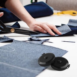 Pack of 2 Retractable Round Black Dual Sided Body Measuring Tape/Ruler Sewing Cloth Tailor Tape Soft Tape, 60inch and 150cm Double-Sided Sesign Black