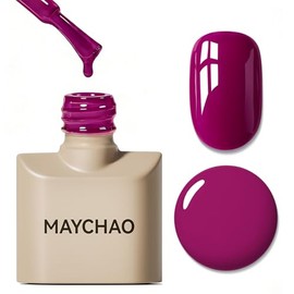 MAYCHAO- Esmalte de uñas en gel color magenta de 15 ml, 1 pieza, esmalte de uñas en gel color magenta vivo, esmalte de uñas con protección UV LED,... 