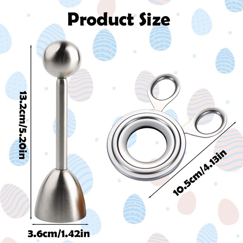 Pack of 2 Egg Toppers Stainless Steel and Egg Opener,