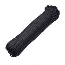 DonDon 30 Metre Long Fabric Ribbon, Nylon Cord, Paracord Rope, Survival Webbing for Crafts and Outdoor Camping Activities, 4 mm – 7 Strands, black