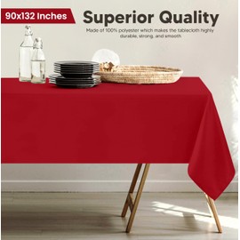 Utopia Kitchen Rectangle Table Cloth 2 Pack [90x132 Inches, Red] Tablecloth Machine Washable Fabric Polyester Table Cover for Dining, Buffet Parties, Picnic, Events, Weddings and Restaurants