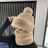 Integrated Fleece-Lined Thermal Winter Balaclava for Motorcycle & Ski LF3705 One Size / One Size Pompom Cap Dark Brown 10ea