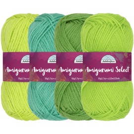 JubileeYarn Amigurumi Select Yarn - Baby Acrylic - Shades of Green - 4 Skeins