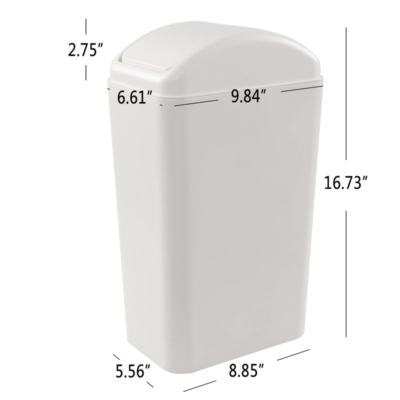 Rinboat 3.5 Gallon Plastic Swing Trash Can, Slim Garbage Can