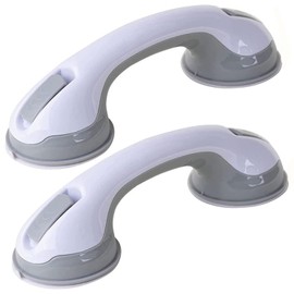 JEMLYD Shower & Bathtub Grab Bar – Suction Cup Drill-Free Safety Handrail for Bathroom – Seniors, Handicap & Injury Support, 12 Inch, Non-Slip, Removable