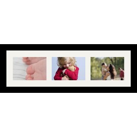 ArtToFrames Collage Photo Frame Single Mat with 3-5x7 Openings and Satin Black Frame.