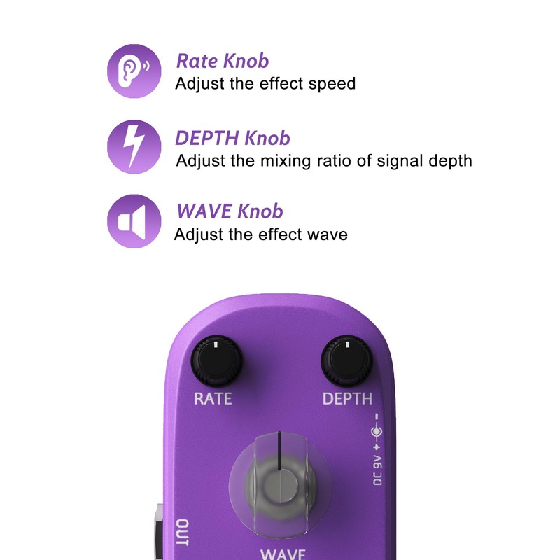 AZOR Tremolo Pedal Purple Tremolo Guitar Pedal Analog Effect Pedal