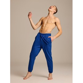 JOE BOXER Smiley Face Mens Pajama Pants, Mens Lounge Pants with Pockets, French Terry Joggers for Men (Blue, Medium)