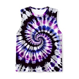TZQPSJW Kids Purple and Black Tie Dye Tank Tops Childrens Sleeveless T Shirts Hippies Tees for 5-6 Years Boys Girls