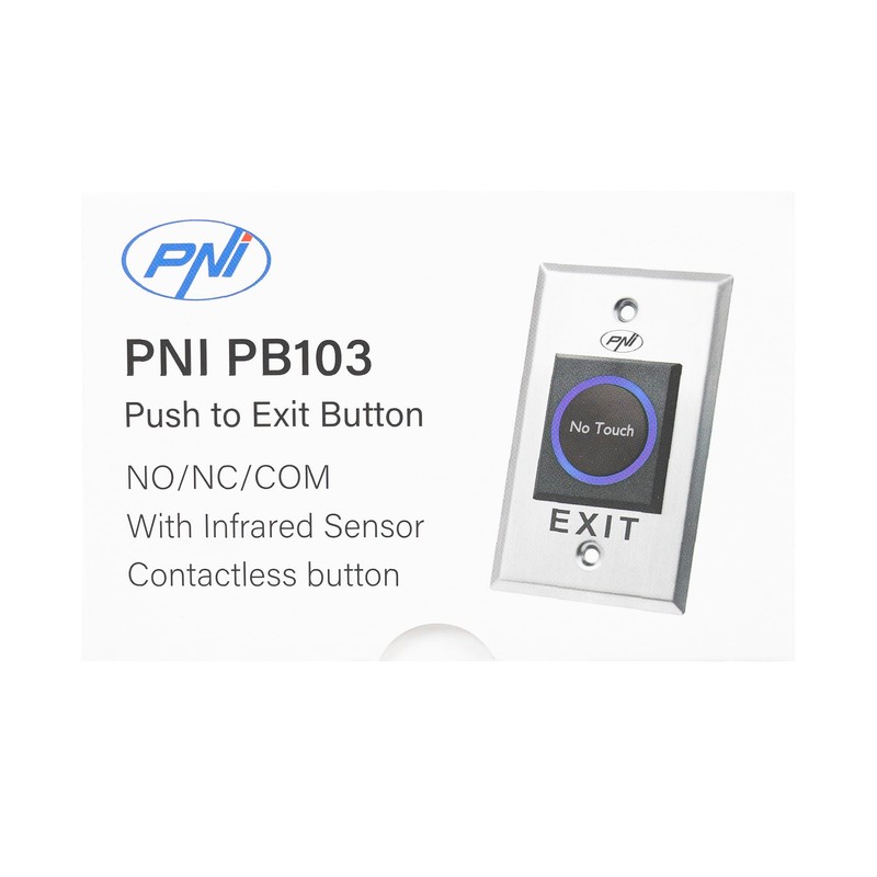 Recessed access switch PNI PB103, touchless, NO/NC/COM, 12V/24V DC, status