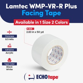 ECHOtape FS-G7732 | All Weather Lamtec WMP-VR-R Plus Facing Tape | Metal Building Insulation Tape | Black Seam and Repair Tape | Cold Weather Acrylic Adhesive | Contractor Tape | 2.83 in x 50 yds