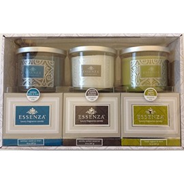 ESSENZA Luxury Fragrance Candles 3-PC Gift Set (Tahitian Water & Lines, Vanilla, Fresh Agave & Mint)