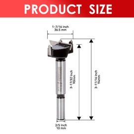 Mollom 1-7/16" (36.5mm) Forstner Drill Bit for Precise Woodworking with Durable YG8 Carbide Thickness of 2.0mm,This Hinge Cutter Tool is Ideal for Hard Wood, Plastic, Plywood