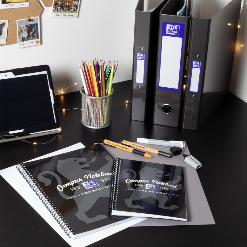 Oxford Premium A4 Ring Binders, Charcoal Black 2 Pack Folders