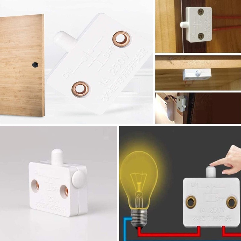 2 Pack 1A 250V Cupboard Door Switch Door Light Control