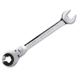 LOSCHEN】1PCS 3/8 Open Flex-Head Ratcheting Wrench, SAE Ratcheting Spanner with 72 Teeth, Chrome Vanadium Steel Tubing Ratchet Spanner