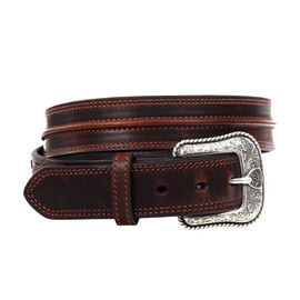 ARIAT Men's Distressed Leather Belt with Raised Center Bump Leather Strip (Aged Bark, Size 48)