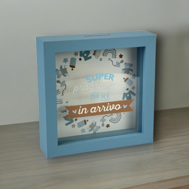 Salvadanaio Decorativo Cornice Blu 16x16 cm, Design In Arrivo con