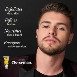 CLEVERMAN Exfoliante Energizante Para Rostro Y Barba Para Hombres, 100 Ml, Limpiador Facial Refrescante Y Exfoliante Con Infusión De Mentol, Exfoliant