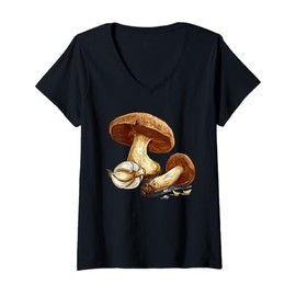 Womens Reishi Mushroom With Garlic V-Neck T-Shirt