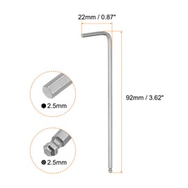 sourcing map 2pcs Ball End Hex Key Wrench 2.5mm L-Shape Long Arm Hexagon Metric Wrenches Chrome Vanadium Steel Repairing Tool for Home Repair