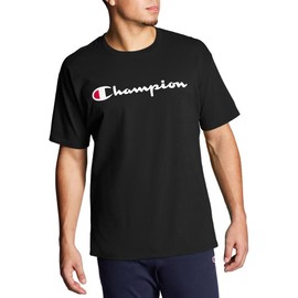 Champion, Classic Graphic, Soft and Comfortable T-Shirts for Men, Logo (Reg. or Big & Tall), Black Script, X-Large