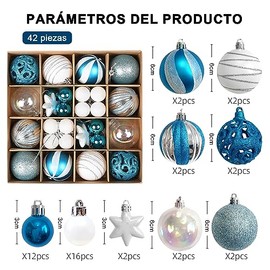 Juego de Adornos para árbol de Navidad, 42 Unidades Kit de Esferas Navideñas Decorativas Colgante para árboles de Navidad Adornos Surtidos para Pino N