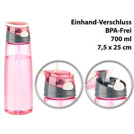 PEARL Sports Children's Drinking Bottle: BPA-Free Plastic Drinking Bottle with One-Handed Closure, 700 ml, Pink (Leak-Proof Drinking Bottle, Click Closure, Sports Leisure)