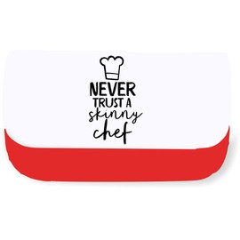 Never Trust a Skinny Chef (Style one) Kitchen Quotes [CM17 FDK] Clutch Style Pencil case - Red