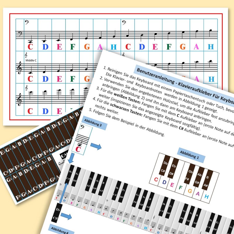 Piano Stickers for 61 Keys Keyboards Transparent and Removable