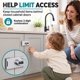 Mechanical Password Latch Lock for Drawers and Small Doors – Metal Security Slide Lock for Home Storage