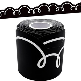 Teacher Created Resources Black with White Squiggles Die-Cut Rolled Border Trim - 50ft - Decorate Bulletin Boards, Walls, Desks, Windows, Doors, Lockers, Schools, Classrooms, Homeschool & Offices