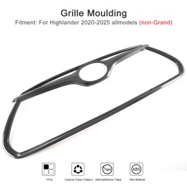 For Toyota Highlander Grille Mesh Cover Trims,Sporty Front Grille Frame for Highlander 2024 2023 2022 2021 2020 L, LE, XLE, Bronze Edition, Limited, Platinum, Nightshade- Carbon Fiber Grain