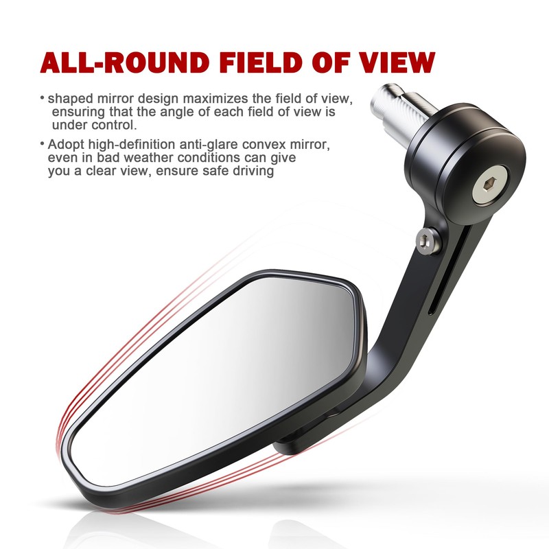 MZS Bar End Mirrors, 7/8 Universal Motorcycle Rear View Mirror