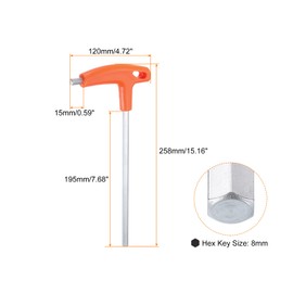 sourcing map 2pcs T-Handle Hex Key Wrench 8mm Metric CR-V T-Key Inner Hexagon Wrenches Spanner Repair Tool for Automotive Household Maintenance, Orange