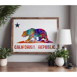 California Republic Flag Bear Star Stencil Template Reusable for Painting on Walls, Wood, Arts and Crafts (527) - 5.5 x 8.5 Inches