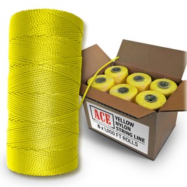 Yellow Mason Line String Line - #18 Braided Nylon String - 6,000 Ft Length - Nylon Twine for Gardening Or Masonry Tools - Perfect Construction String for A String Level, Twine String for Gardening