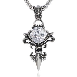 Ludus Felix Necklace - Men's Surgical Stainless Steel - Hypoallergenic - Necklace for Men - Accessories, Cubic Zirconia Stainless Steel, Cubic Zirconia